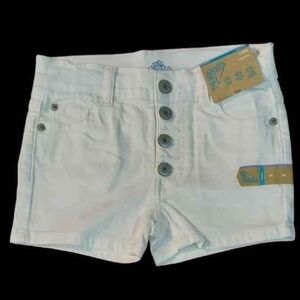 NWT Girls White Button Fly Denim Shortie ~5